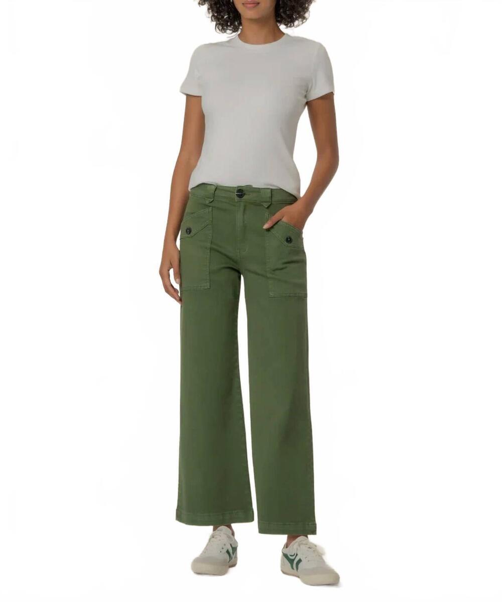NEW KUT FROM THE KLOTH meg high waist wide leg utility pants in dill green
